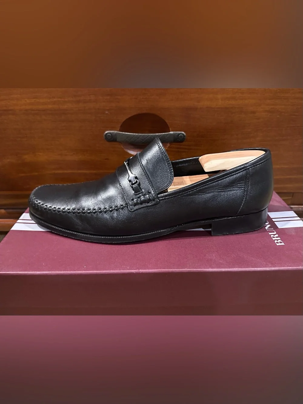 Bruno Magli Men's Black Leather Bit Moccasin Loafers 11.5